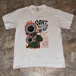 Don’t Need Reason Sunflower T Shirt Bloom on Power Graphic White Mens Medium